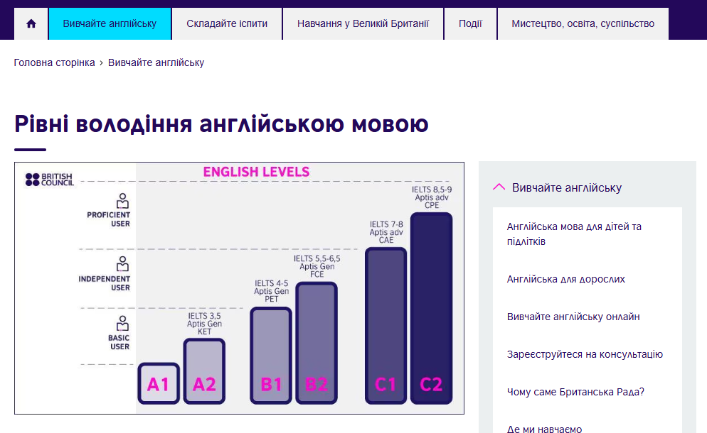 Рівні володіння мовою